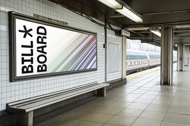 Advertising Board Mockup on Railway Station