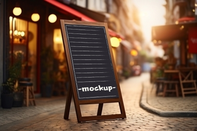 Restaurant Menu Board Mockup Placed Outside Cafe