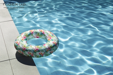 Swimming Pool Tube Mockup on Edge of Pool