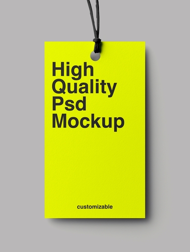 Tag Mockup Hanging on Gray Background