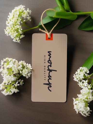 Clothing Tag Mockup with Flowers