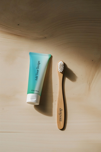 Tooth Past Tube and Toothbrush Mockup