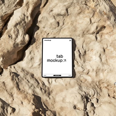 Tablet Display Mockup Placed on Rocky Mountain