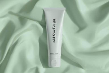 Cosmetic Cream Packaging Tube Mockup on White Sheet