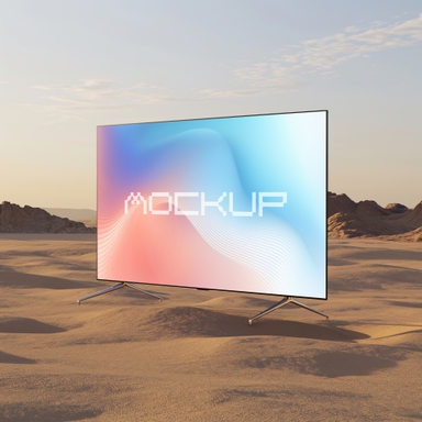 LED TV Screen PSD Mockup on Sand