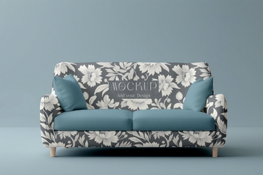 Customizable Two Seater Sofa and Cushion Mockup