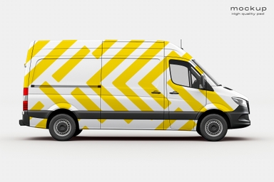 Customizable Mercedes-Benz Sprinter Van Mockup Side View
