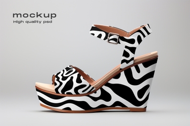 Customizable Wedge Sandal Mockup Side View