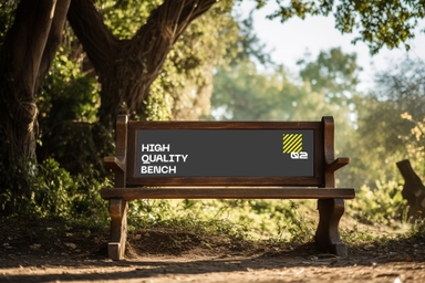 Wooden Bench Mockup Placed Under Tree in Park