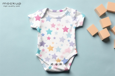 Flat Lay Baby Onesie Mockup