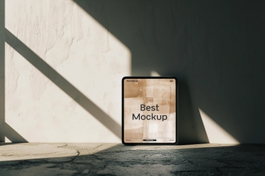 Tablet Mockup with Solid Wall Background