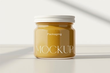 Mustard Sauce Packaging Jar Mockup