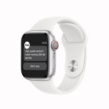 White Band Apple Watch Mockup Isolated on White Background