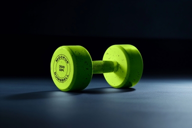 Dumbbell Mockup in Dimly Lit Gym on Floor