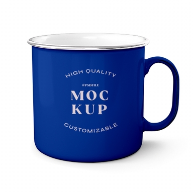 Enamel Mug PSD Mockup with Changeable Design