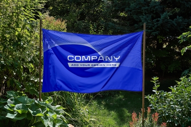 Flag Banner PSD Mockup in Forest