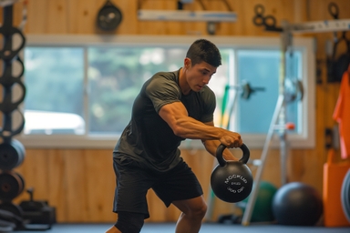 Bodybuilder Lift Kettlebell Mockup in Gym