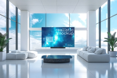 TV Screen Mockup in Living Room