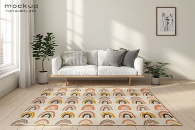 Square Mat Mockup Laying in the Living Room