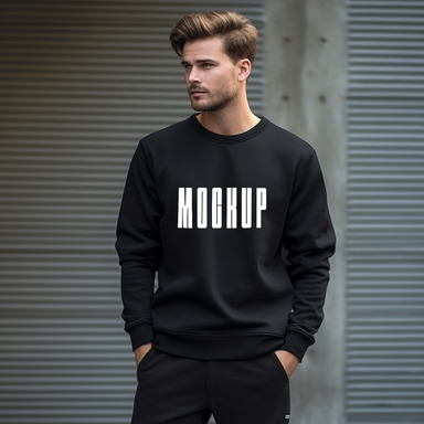 Slim-fit Men's Sweatshirt Mockup