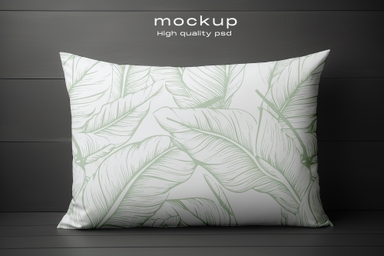 Feather Pillow Mockup on Black Surface
