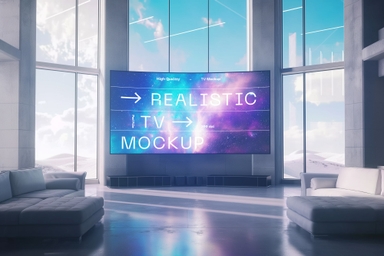 TV Screen Mockup in a Stylish Minimalist Living Room
