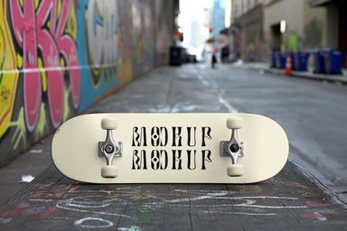 Skateboard Mockup Bottom Side on Road