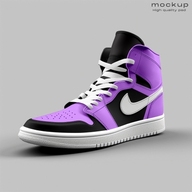 Single High Top Sneaker Mockup on Clear Background