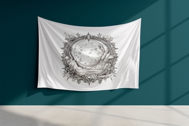 Modifiable Tapestry Mockup on Wall in Sunlight