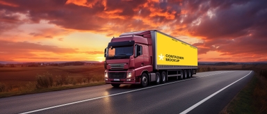 Container Mockup With Truck on Road