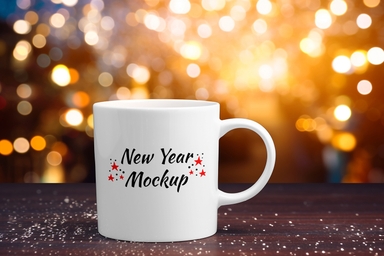 Coffee Mug Mockup on Wooden Table
