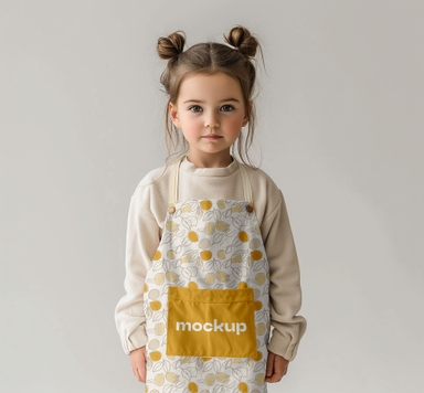 Kids Apron Mockup Featuring American Little Girl