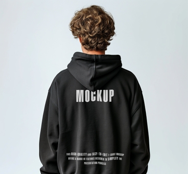 Man Hoodie Mockup Back View