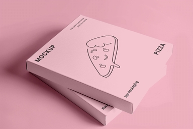 Stacked Two Square Pizza Boxes Mockup