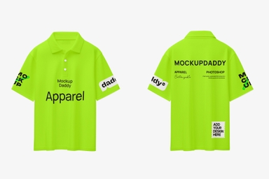 Polo T-shirt Mockup Front and Back Views