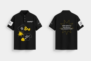 Premium Quality Polo T-shirt Mockup Front and Back View