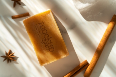 Cinnamon Organic Soap Bar Mockup