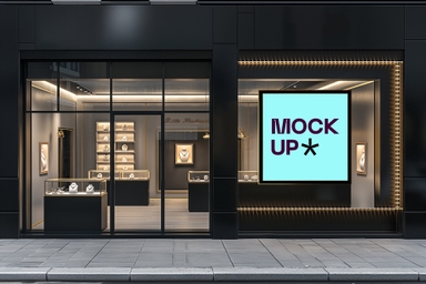 Jewellery Store Square Sign Board Mockup