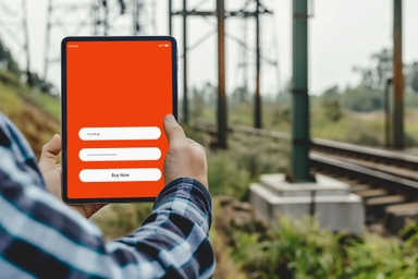Rail Track Inspector Holding iPad Mockup