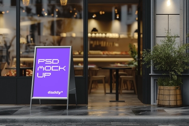 Restaurant A-Frame Sandwich Board Mockup