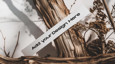 Long Paper Strip Mockup Against Wooden Log