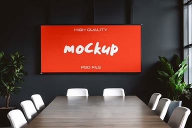 Rectangular Conference Room Screen PSD Mock-up