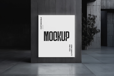 Industrial Setting Wall-Mounted Square Poster Mockup