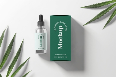 Cannabies Transparent Dropper Bottle Packaging Mockup