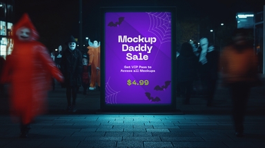 Digital Advertisement Billboard Mockup for Halloween