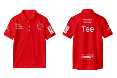 Half Sleeve Polo T-shirt Mockup Front and Back View