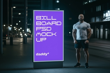 Gym Branding Lightbox Mockup for Nighttime Advertising