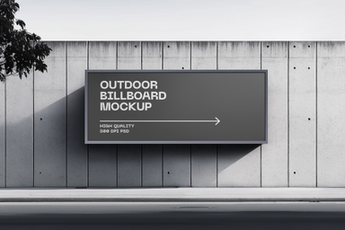 Photorealistic Urban Concrete Wall Billboard Mockup