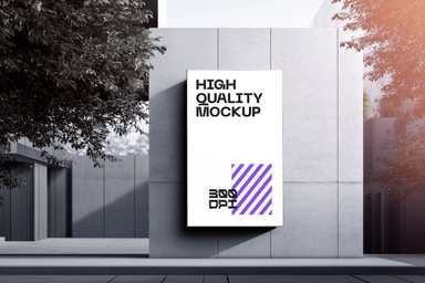Vertical Poster Mockup in Urban Industrial Wall Setting