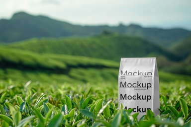 Farm-Themed Side Gusset Pouch Mockup for Tea Packaging
